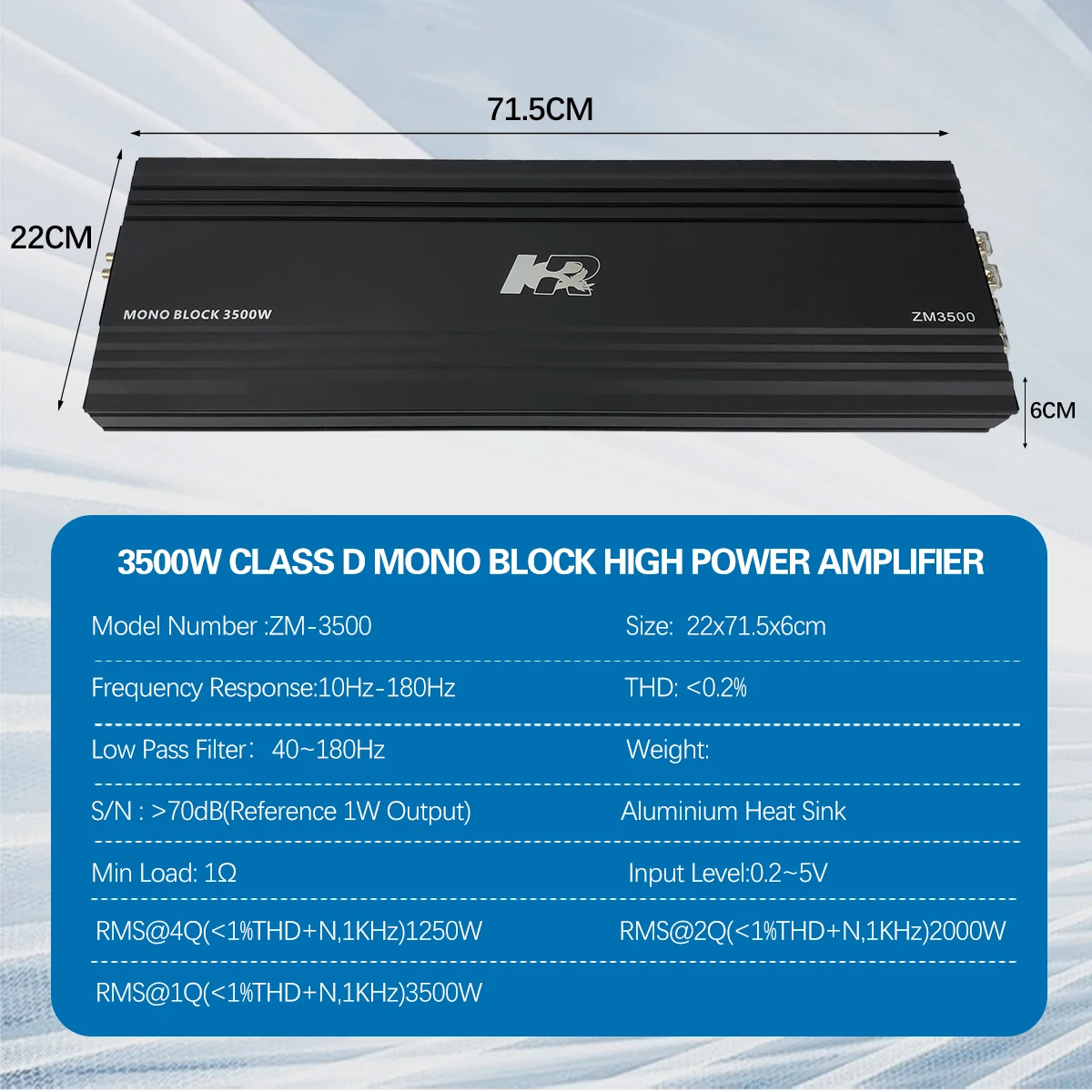 Class D Amplifier - 2026 Zeming Audio ZM-3500 Monoblock Class